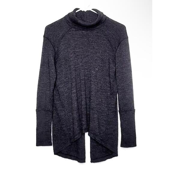Free People We The Free Charcoal Grey Turtleneck Split Back Size XS - Picture 1 of 3